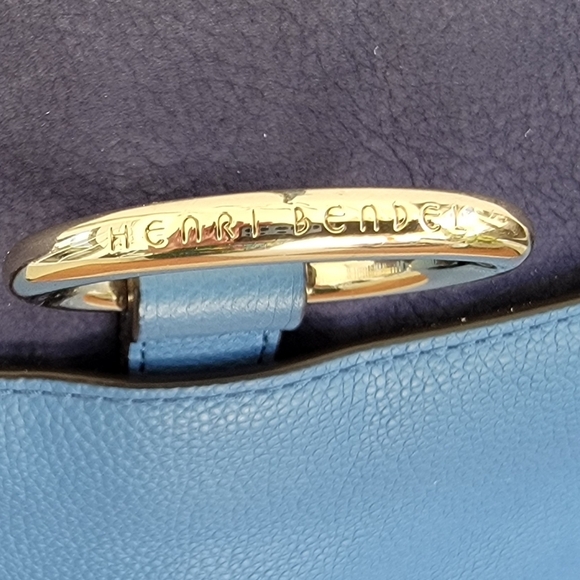 Henri Bendel Convertable Backpack In Pebble Grain Perriwinkle Leather/Navy Suede - Picture 9 of 16